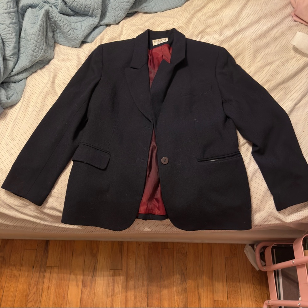 Gianni Petite 100% Wool Navy and red Blazer
